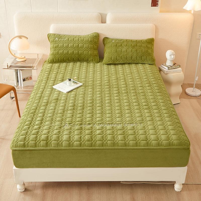 刺绣牛奶绒床笠夹棉保暖秋冬舒服纯色高端加厚防滑罩床床床笠