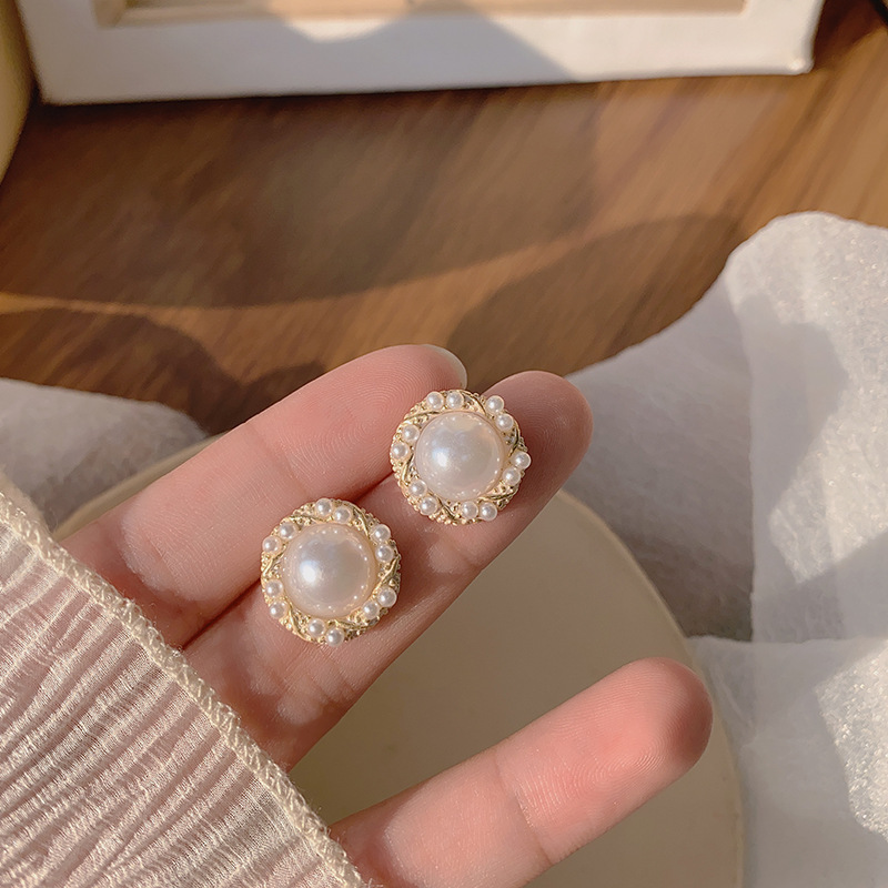 铜合金耳饰 【33号】新款简约小众人鱼姬珠珠圈圈百搭耳环E2233