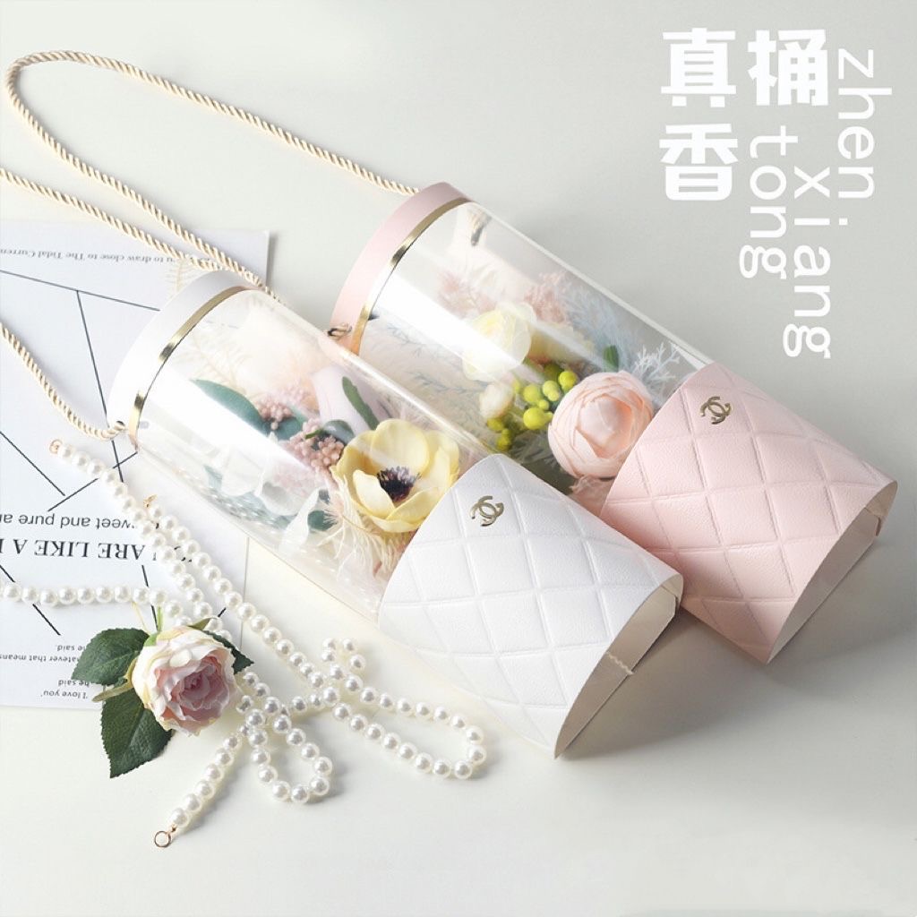 抱抱桶手提花艺包装花盒圆柱形花艺情人节生日礼物摆摊爆款