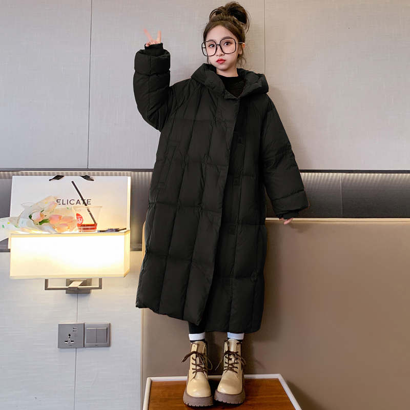 女童羽绒服冬装2023新款大童轻薄棉服儿童长款过膝加厚秋冬季外套