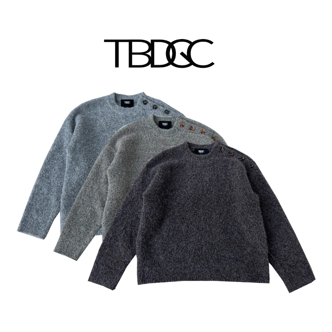 TBDGC 软糯蓬松感重磅加厚圈圈纱纽扣针织毛衣宽松秋冬纯色