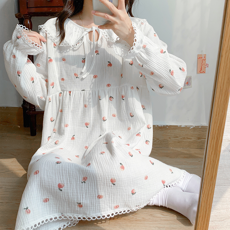哺乳月子裙夏季薄款纯棉纱布孕妇睡裙待产产检裙春秋产后喂奶裙子