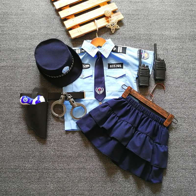 女童电动玩具套装小警察小交警衣服短裙幼儿园表演六一cosplay