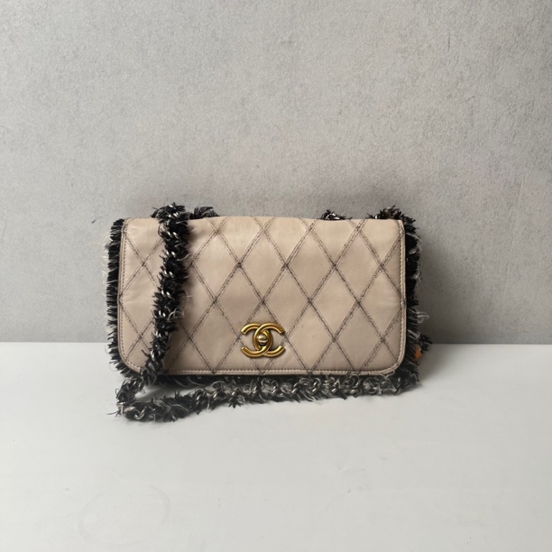 95新 Chanel/香奈儿 毛毛CF单肩包 12013 镭射15开