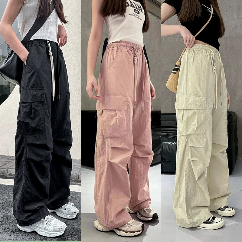 女童2024夏季工装裤休闲裤百搭阔腿薄款宽松韩版学生日系港风潮流