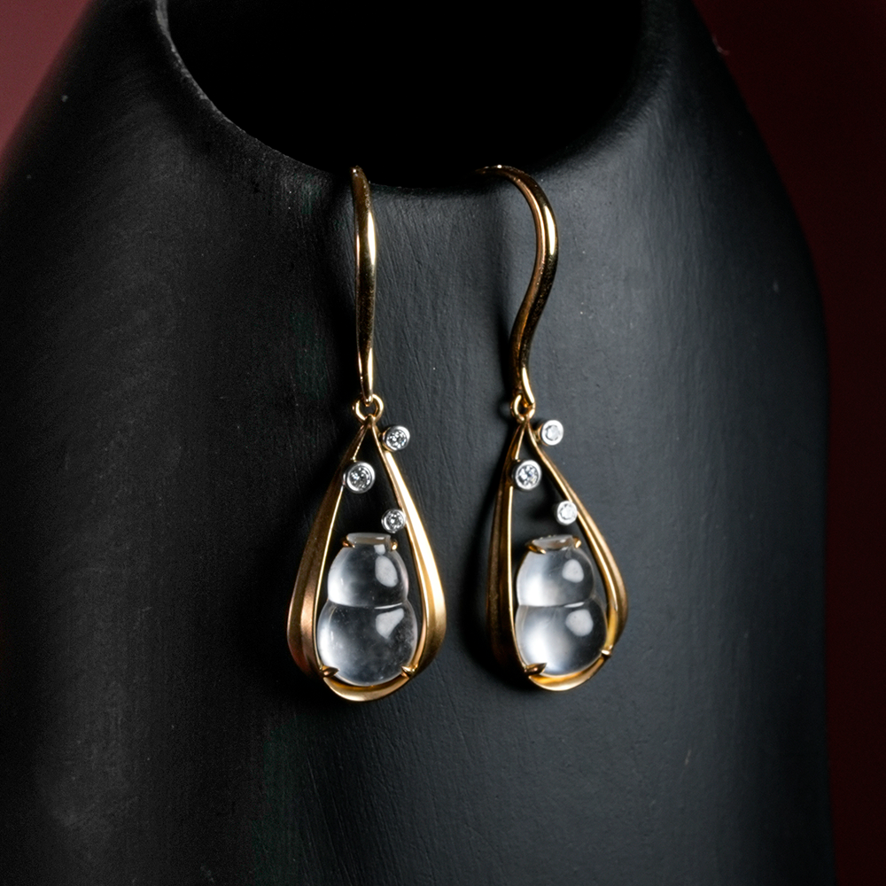 大树高定 18K镶嵌翡翠耳坠