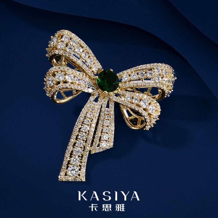 kasiya/卡思雅 铜合金胸针 时尚重工百搭款蝴蝶结胸花