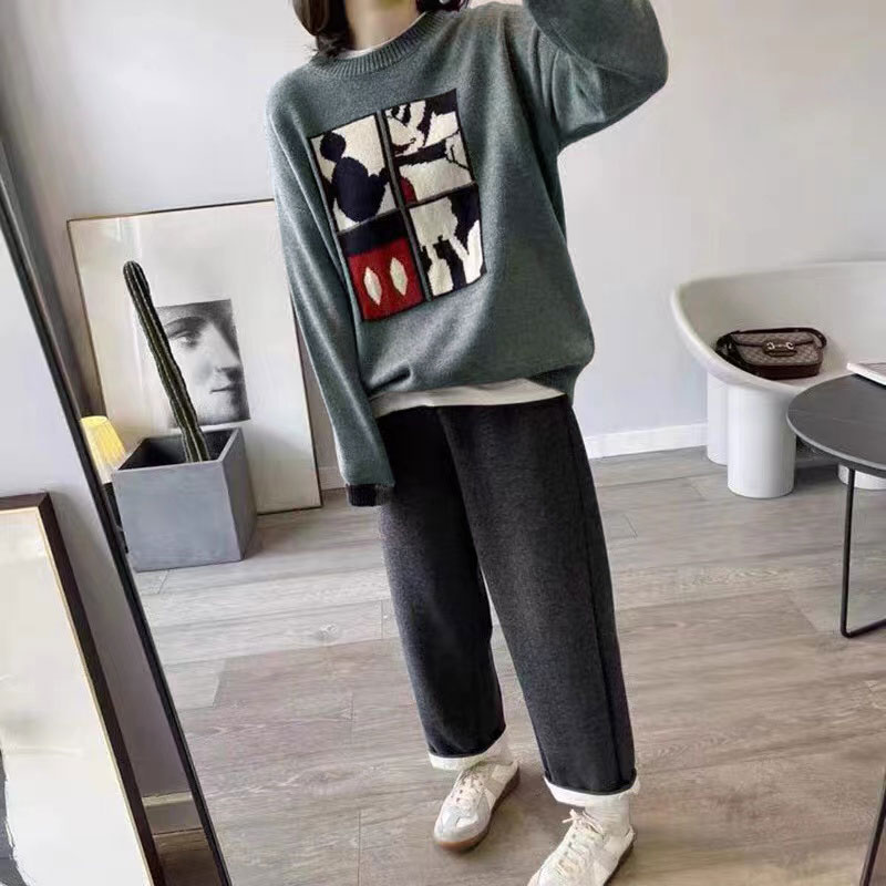 《维维推荐》 秋冬高级卡通提花设计感女士针织毛衣女X