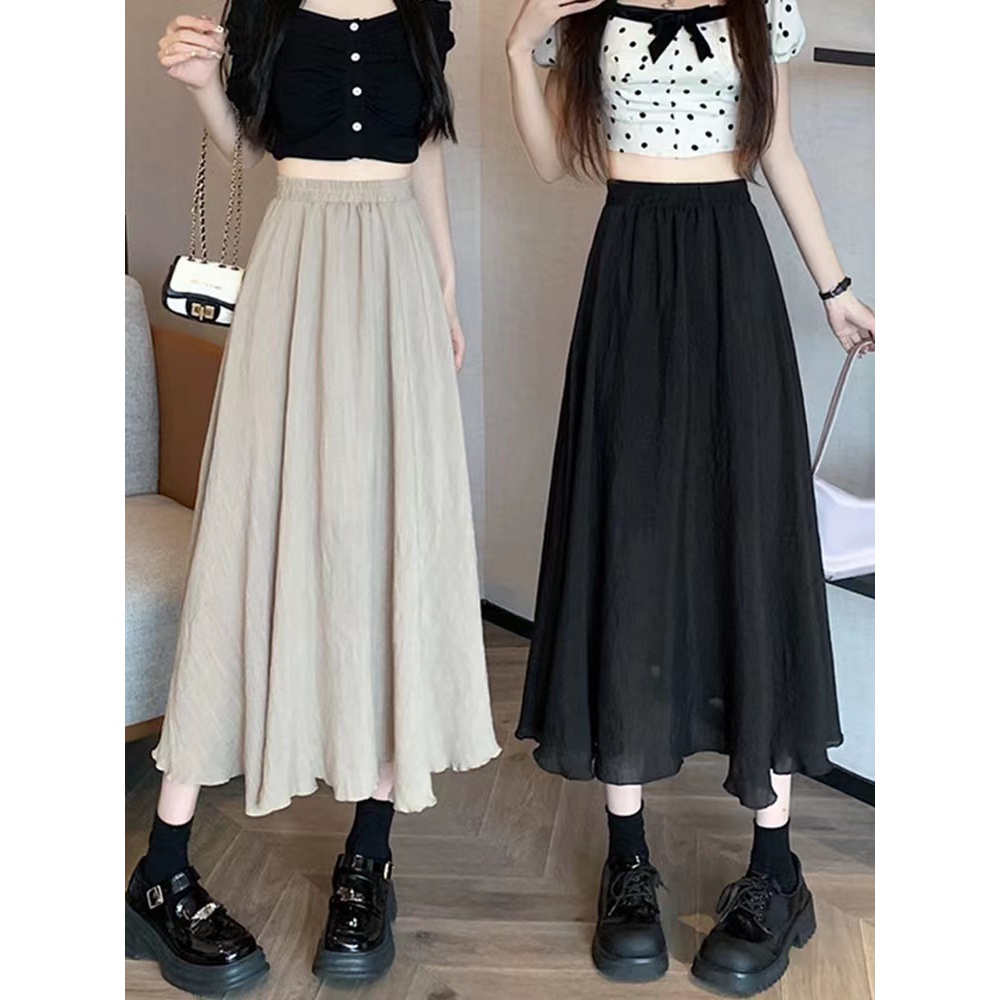 q韩版裙子时尚中长款夏季百褶裙纱裙春夏