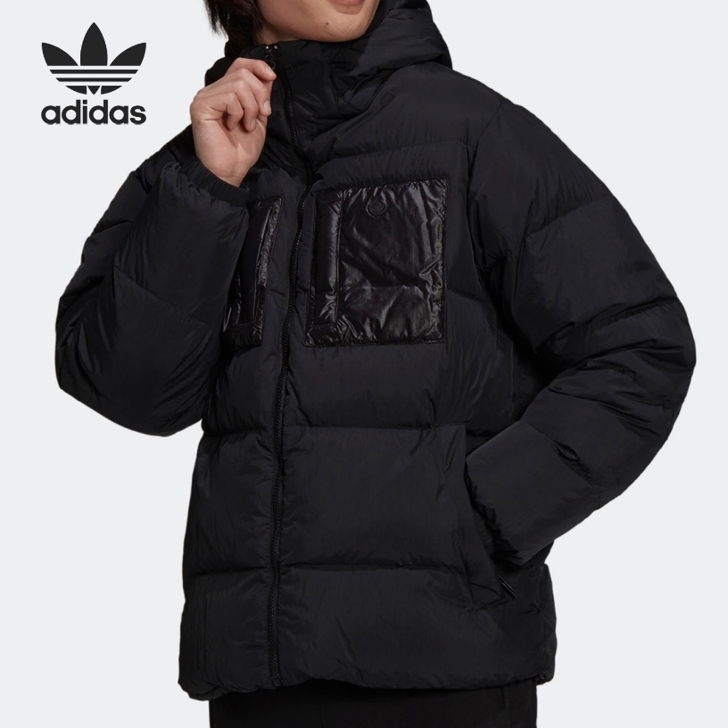 【奥莱青橙】Adidas阿迪达斯2023新款保暖舒适防风连帽羽绒服H13564
