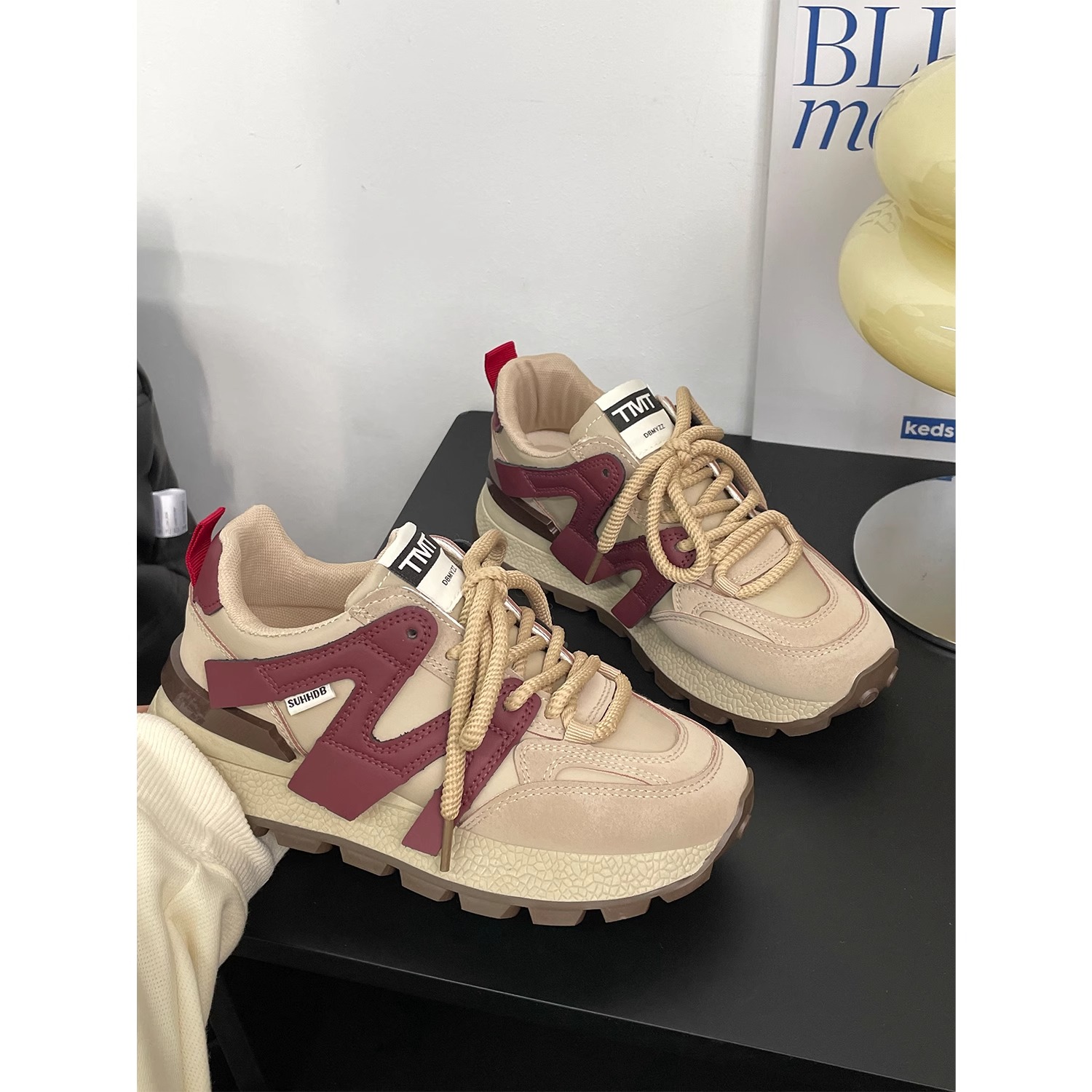 回力潮华夫阿甘鞋女2023秋冬季新款百搭加绒休闲运动鞋厚底老爹鞋