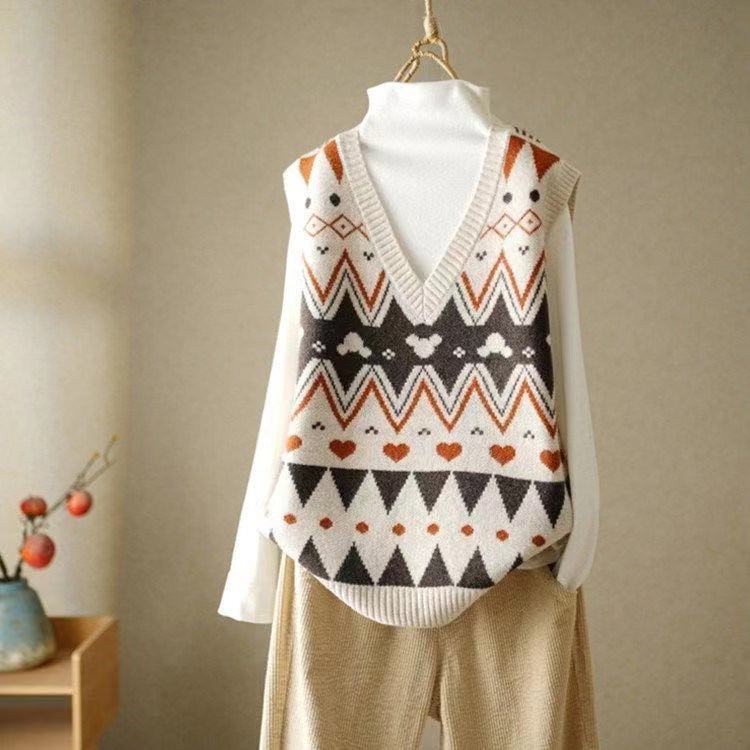清仓捡漏~专柜外贸女装马甲背心女秋冬季内搭宽松针织v领马夹毛衣