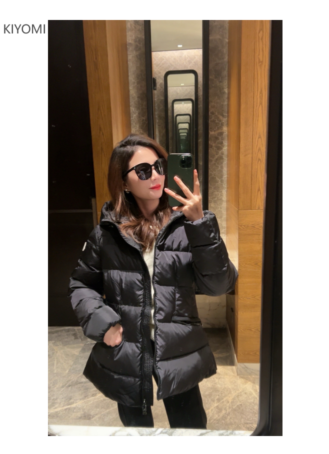 KIYOMI 【青衣暮雪】 短款时尚高端连帽白鹅绒服0112