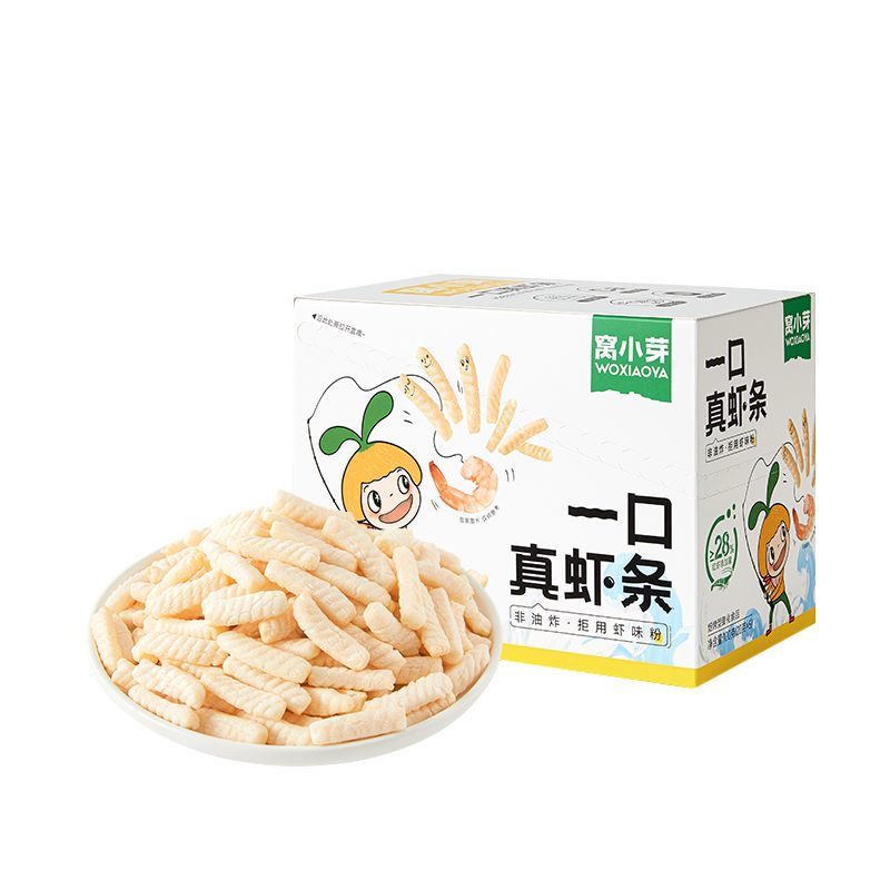 窝/小/芽 一口真虾条净含量100g内含五袋23.10月外盒易瘪介意勿拍