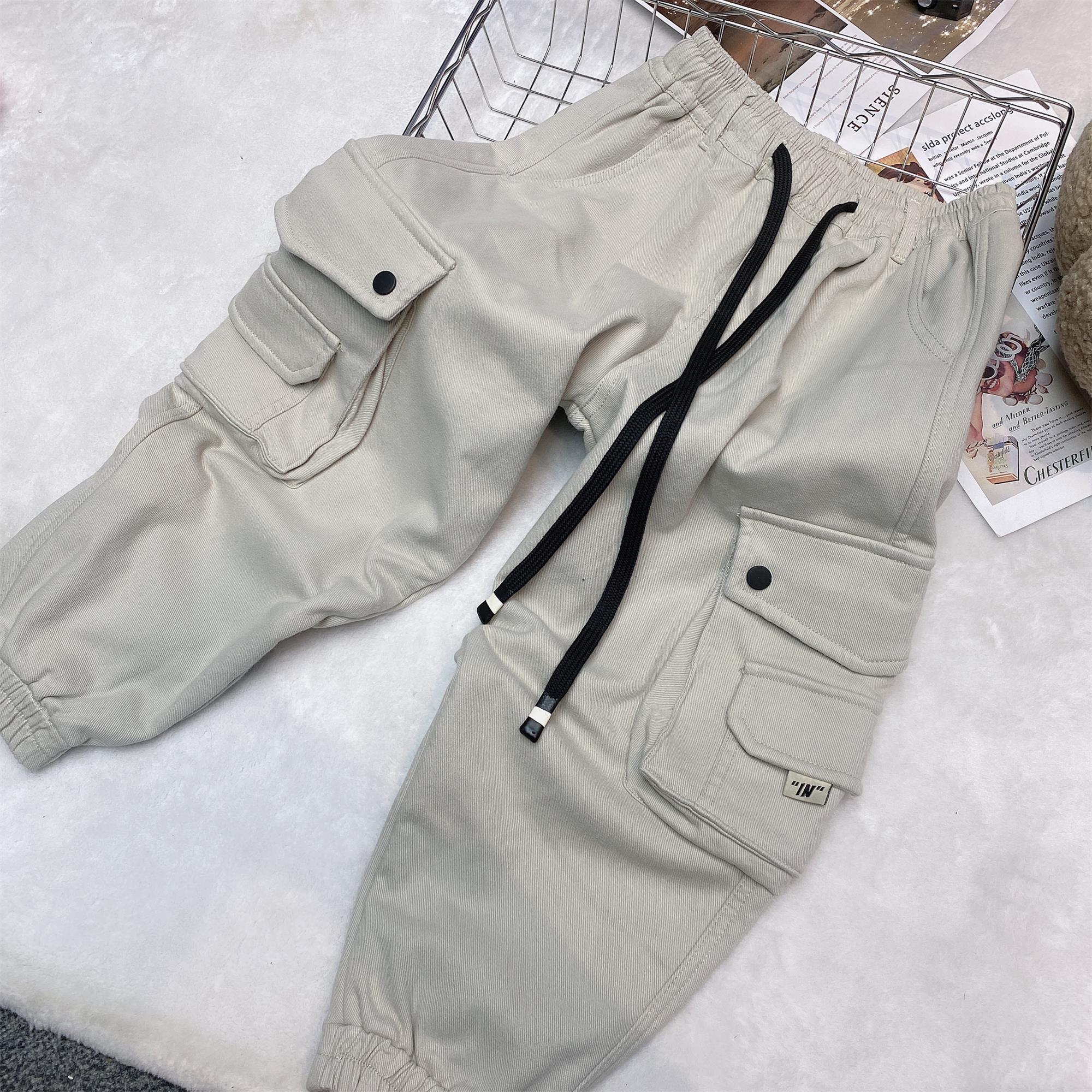 【潮牌裤子】中大童冬季新款加绒儿童工装裤洋气休闲百搭卫裤236105