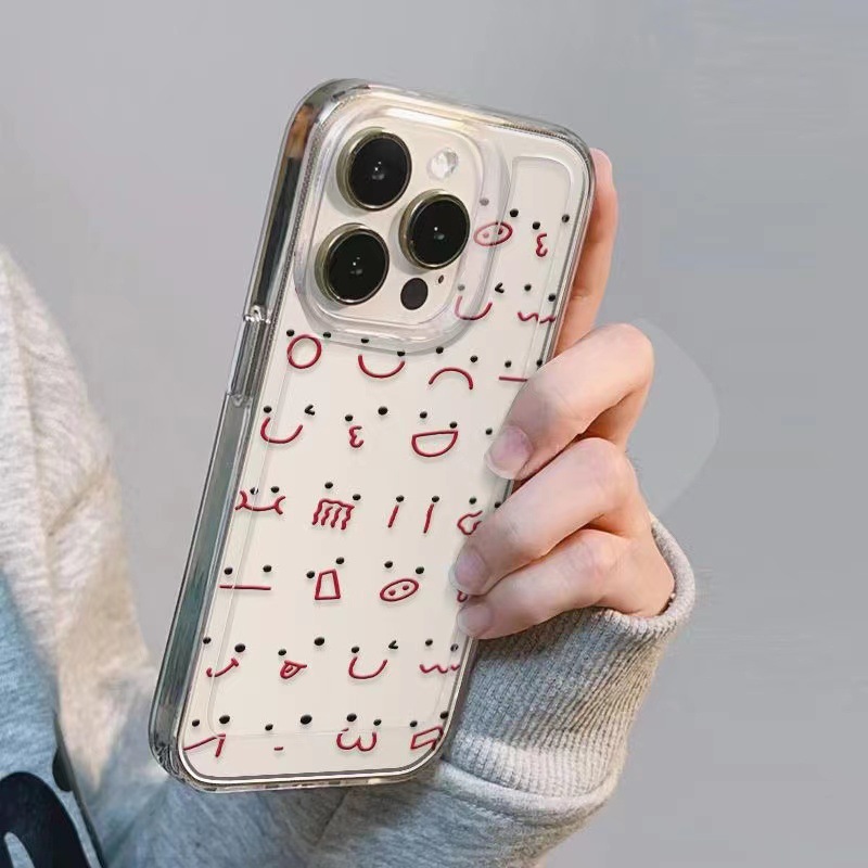红线小表情iPhone14promax苹果手机壳13/12/11透明xr防摔7/8plus