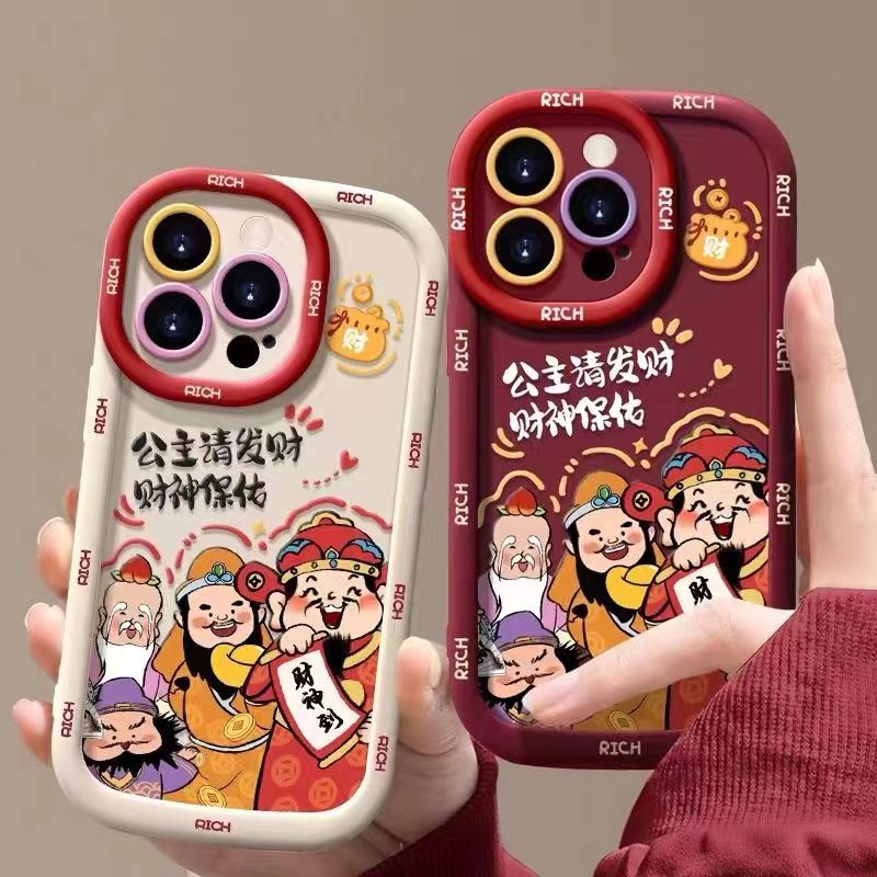 白框财神适用苹果15/14手机壳11iphone13pro女12华为vivo小米oppo