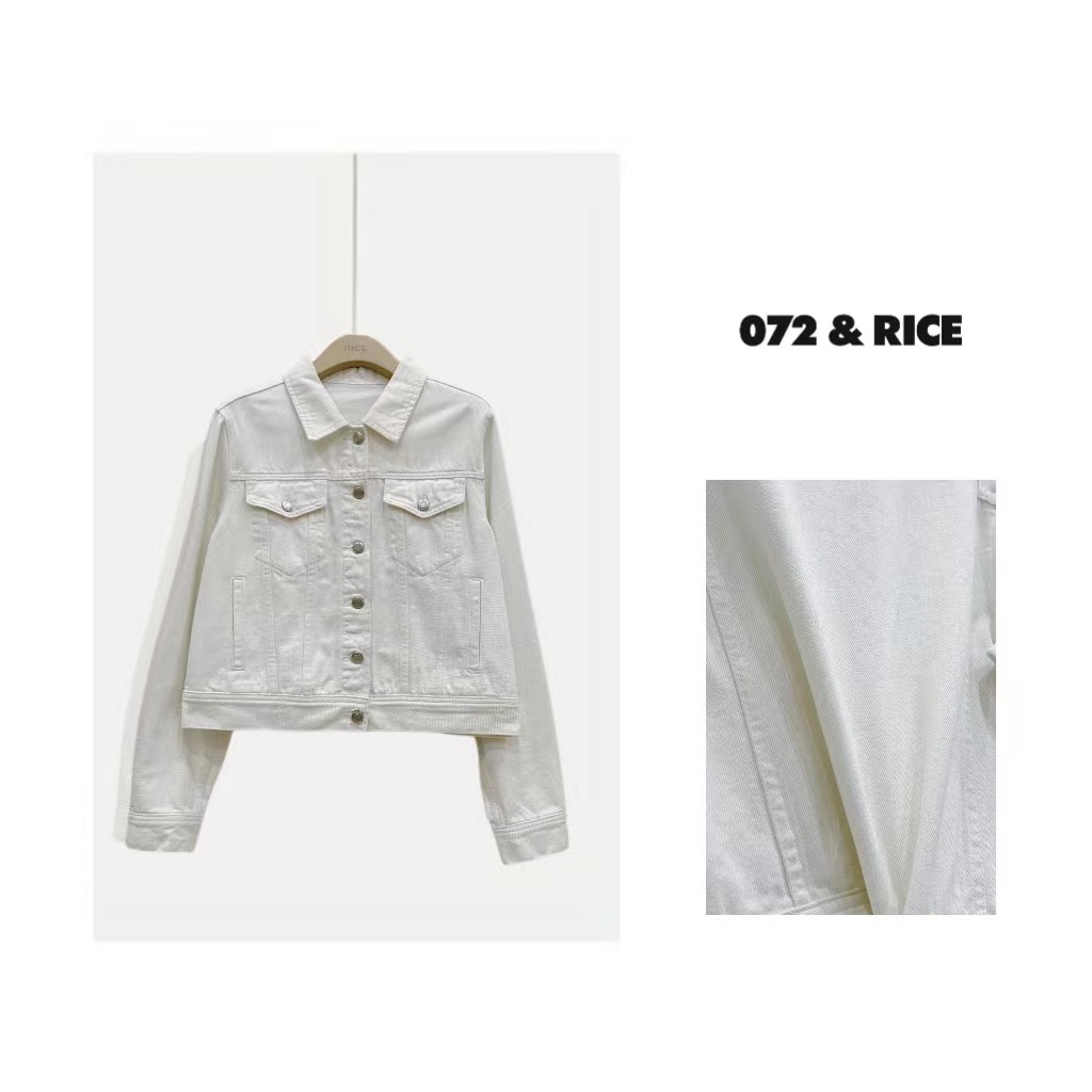 072 & RICE【白牛奶】翻领长袖单排扣牛仔外套 A042 FL