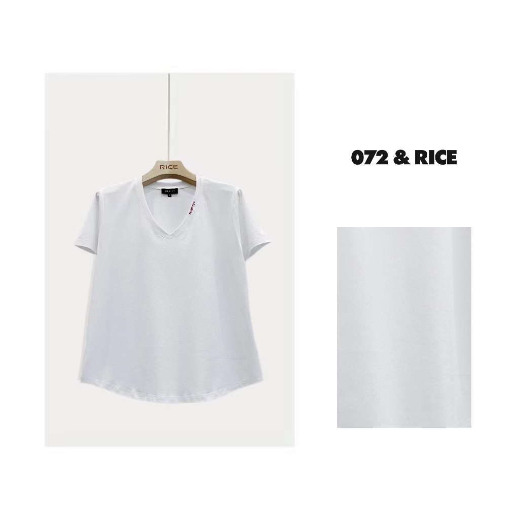 072 & RICE【幸运TEE】夏季休闲V领短袖T恤 NB085 FL
