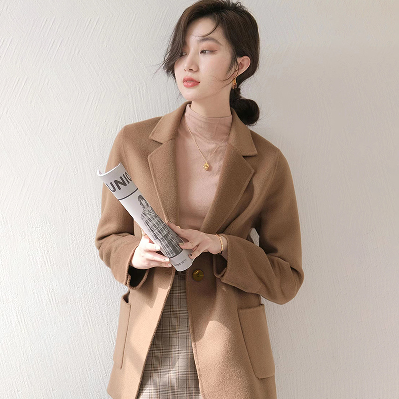 又暖又奢！高阶大女人气质！纯羊毛双面呢西装领大衣外套呢子大衣