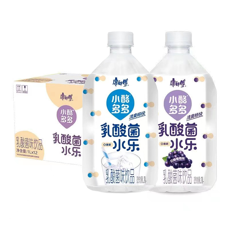 康师傅小酪多多1L*12瓶整箱乳酸菌饮品果味饮料大瓶装葡萄味原味