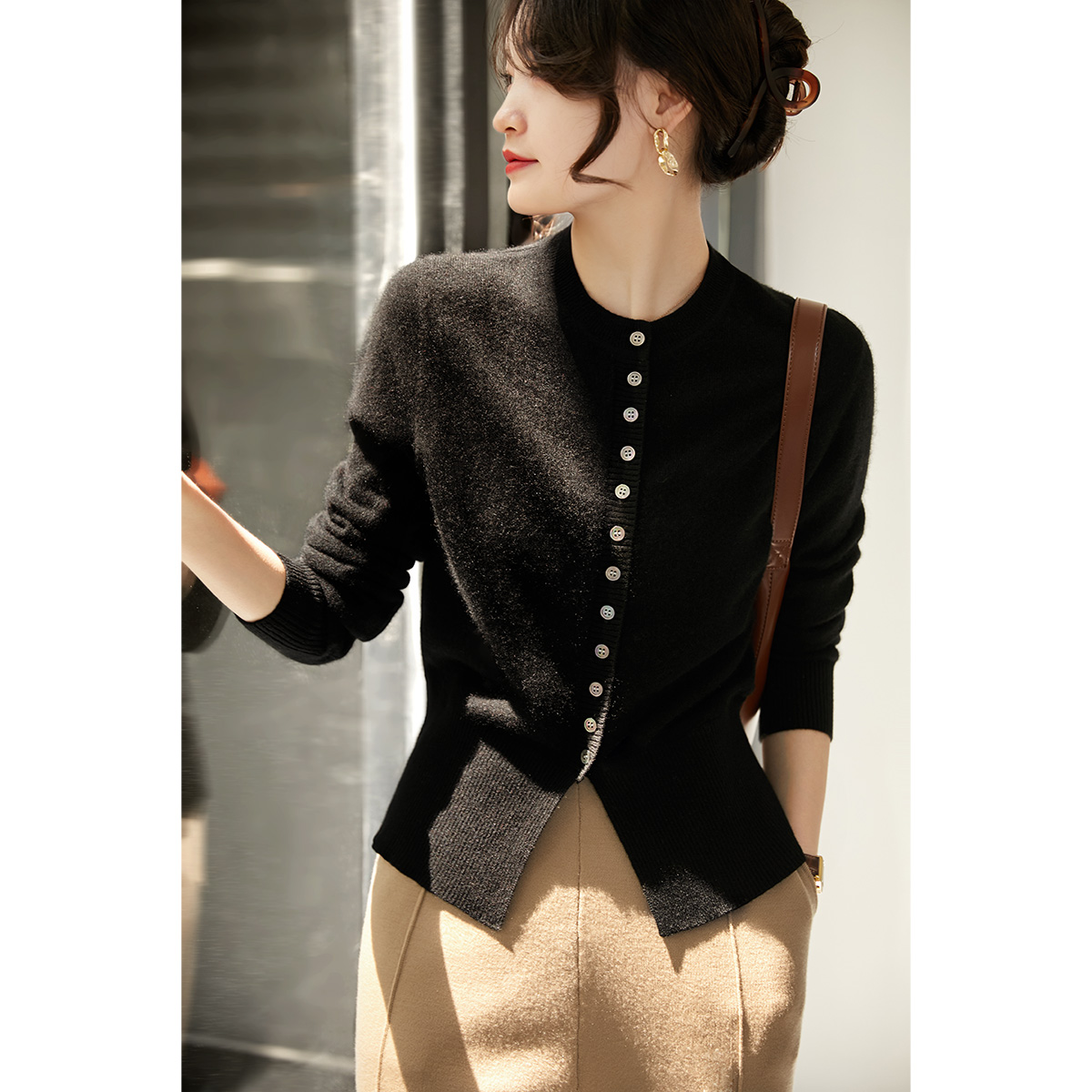 SS7168 俗称“小蛮腰” 秋冬新季 豪奢限定造型针织开衫上衣修身