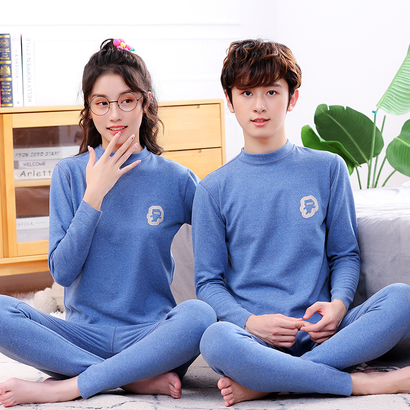 青少年秋冬秋裤保暖套装德绒加绒男女中大童秋冬中高领打底中学生