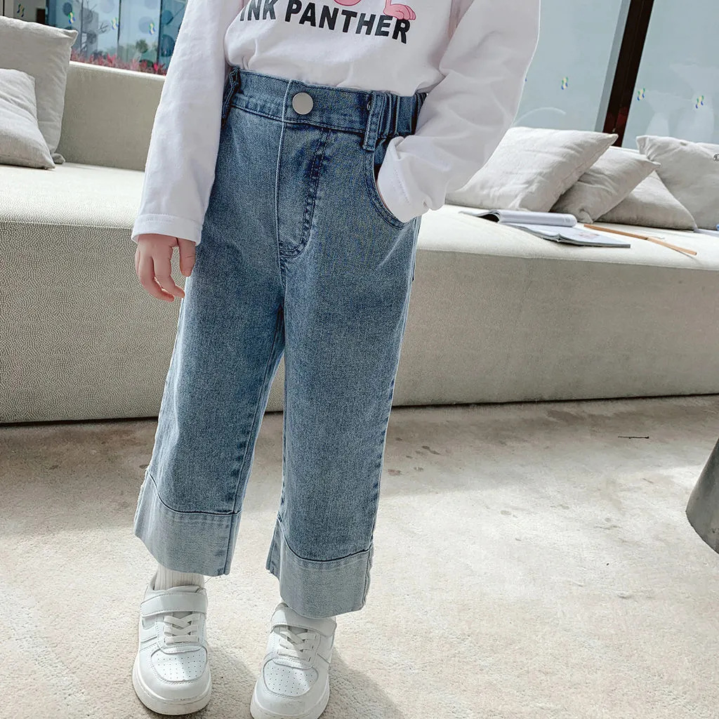 2023新款女童宽松牛仔裤宝宝季大童裤百搭显瘦洋气学院中小童韩系