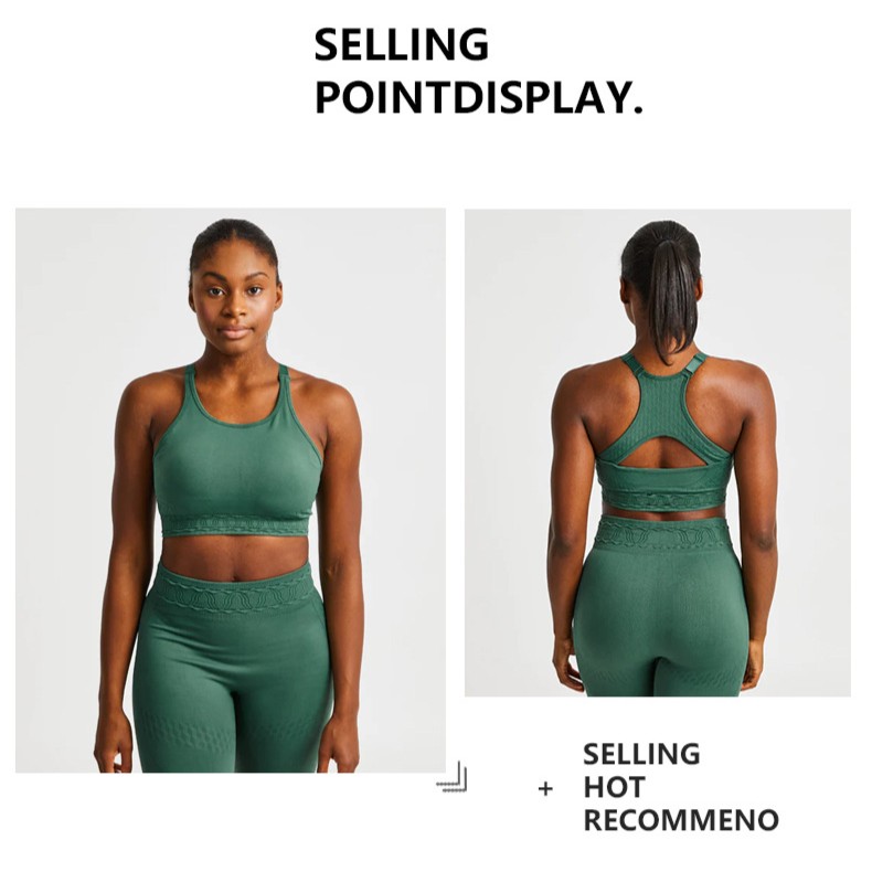 【单款】欧美新款无缝套装高强度运动胸衣蜜桃提臀健身运动瑜伽裤