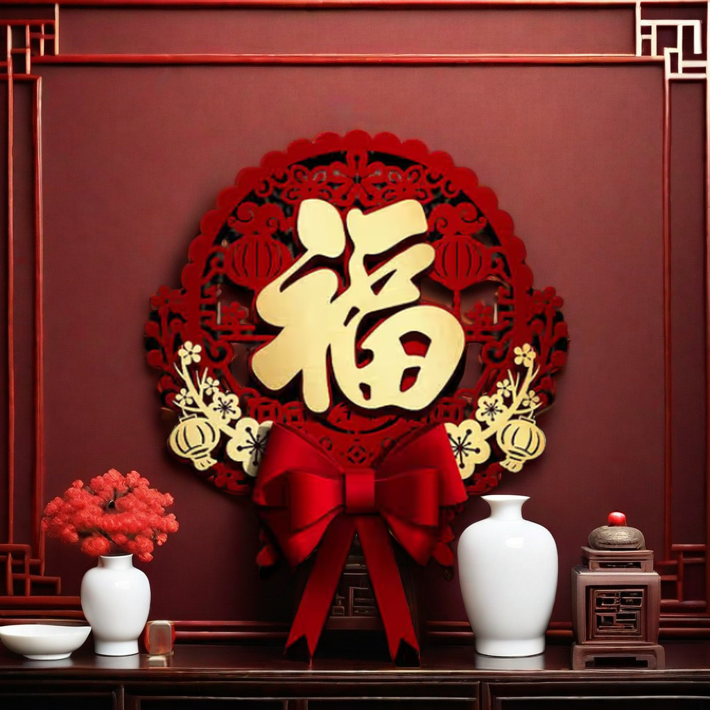 新年春节入户门贴纸过年新款高档大门装饰DIY龙年立体福字门贴