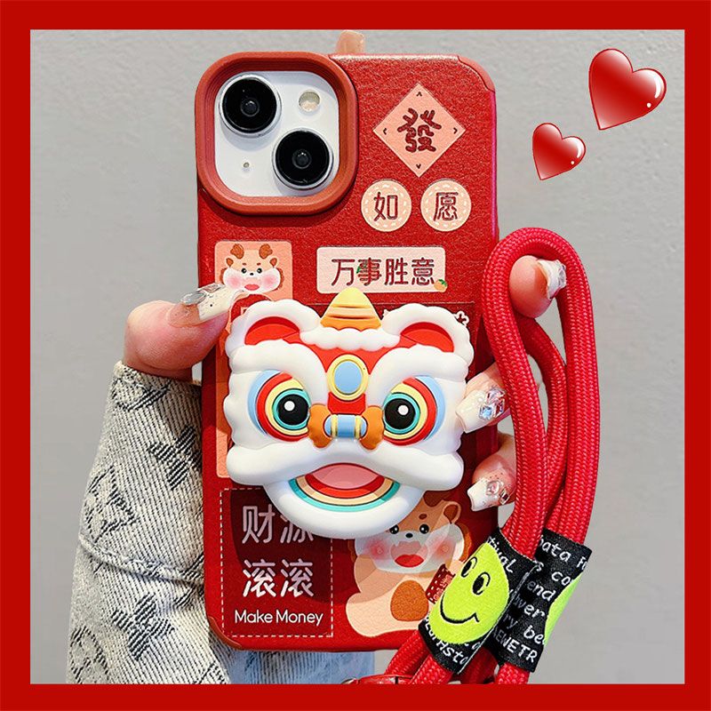 iPhone15手机壳苹果14promax新年款13龙年财源滚滚12防摔11挂绳软