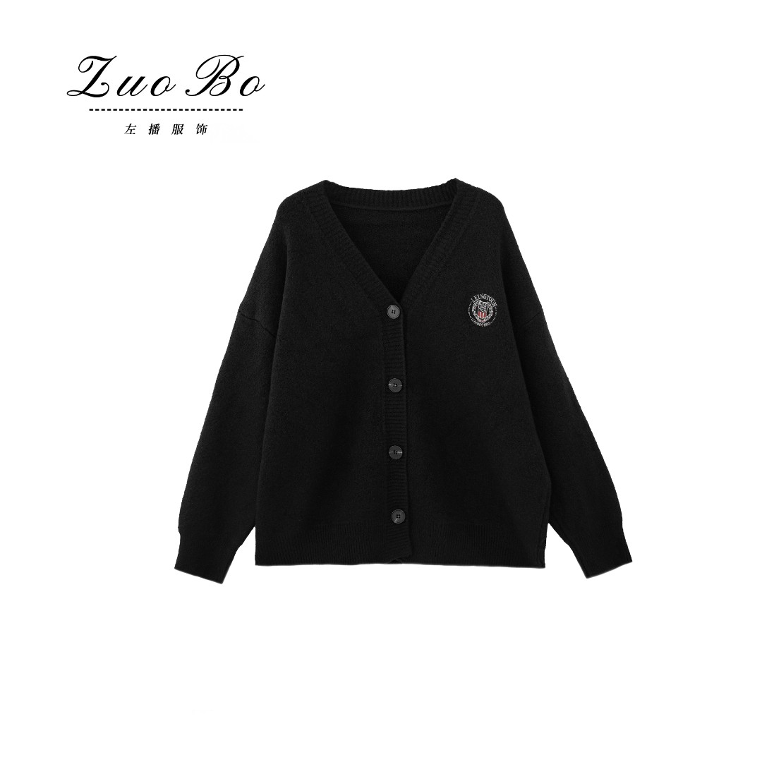 Zuobo/左播2023秋冬新款时尚学院风软糯慵懒风宽松毛衣开衫M351