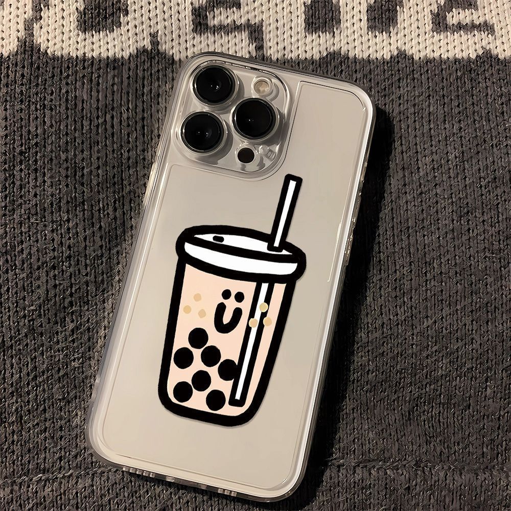 新款奶茶薯条苹果15手机壳iPhone14透明13promax全包11防摔12软8P