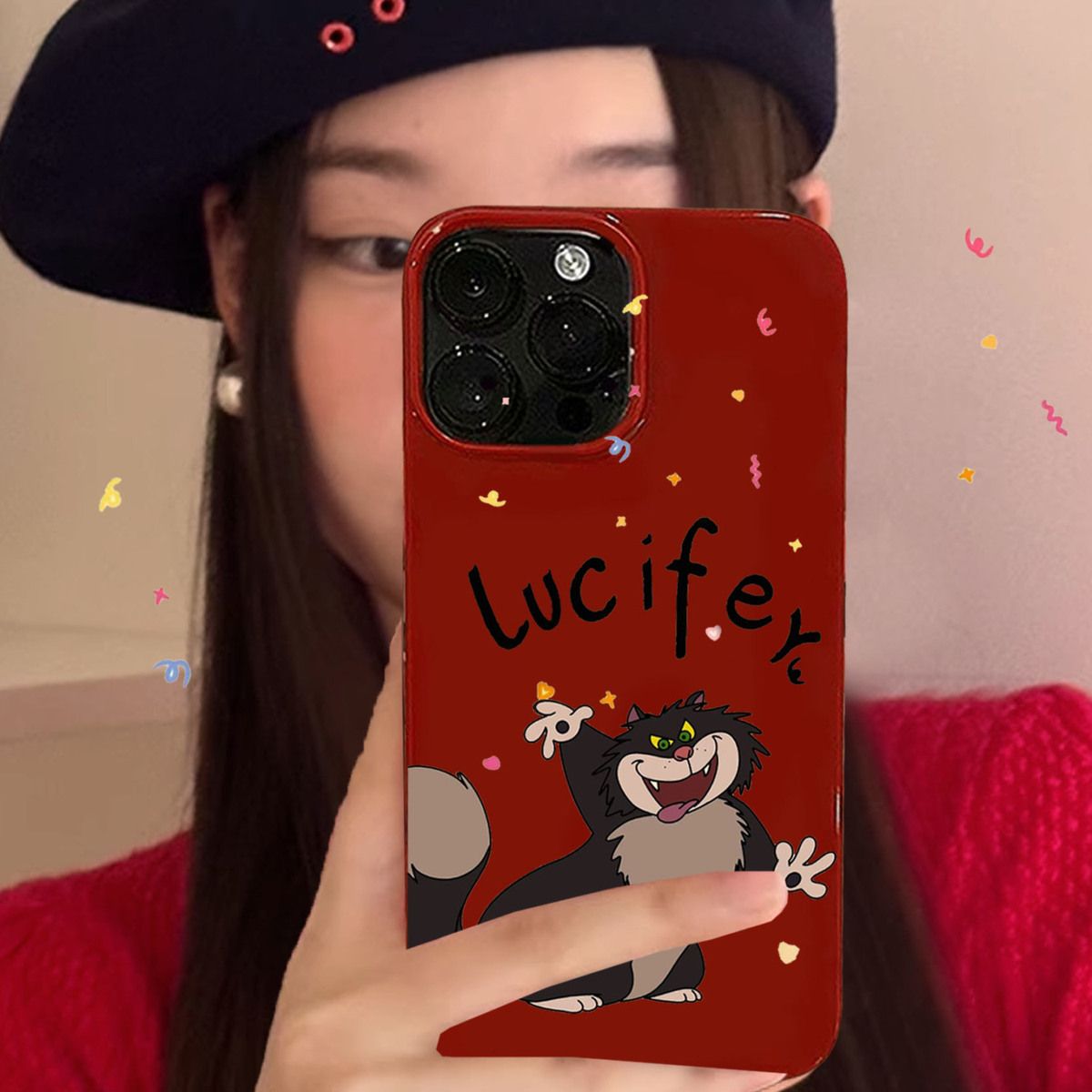 卡通法西路苹果15手机壳iPhone13promax酒红14plus防摔12果冻壳11