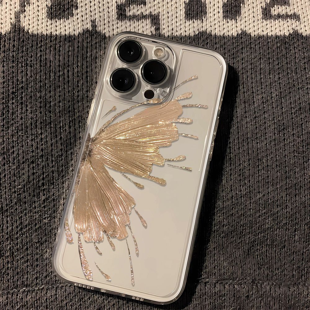金粉蝴蝶华为vivo小米oppo荣耀苹果15手机壳iPhone13透明14软壳8P