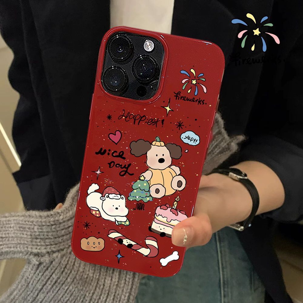 南瓜圣诞狗适用苹果15手机壳iPhone13promax酒红14plus防摔12软11