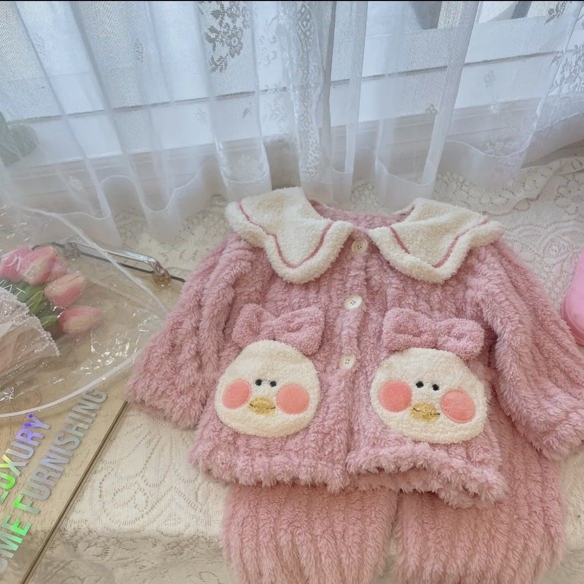 女童家居服套装秋冬新款韩版洋气女孩睡衣两件套儿童外穿女童睡衣