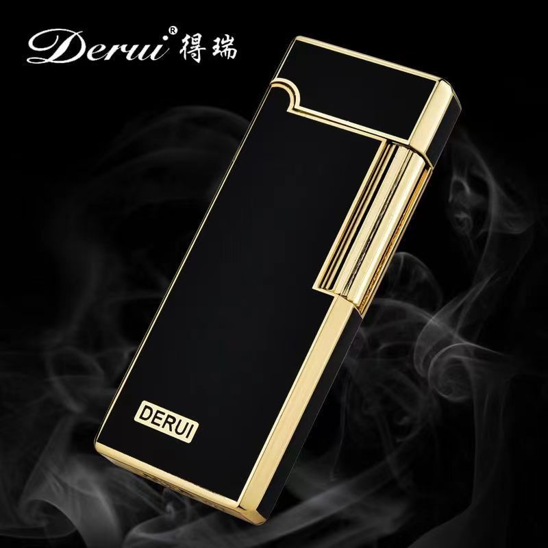 得瑞创意侧滑充气打火机明火超薄迷你个定制户外便携点火合金高瑞