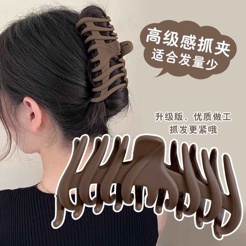 发抓磨砂大号鱼骨发夹女秋冬发卡夹子后脑勺鲨鱼夹高级感抓夹头饰