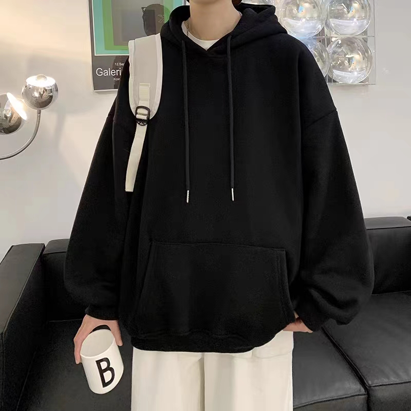 冬季新款韩版宽松百搭加绒连帽卫衣 c2286