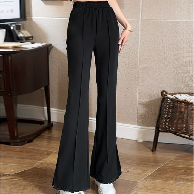 小个子款黑色高腰微喇气质休闲裤通勤职场长裤爆款