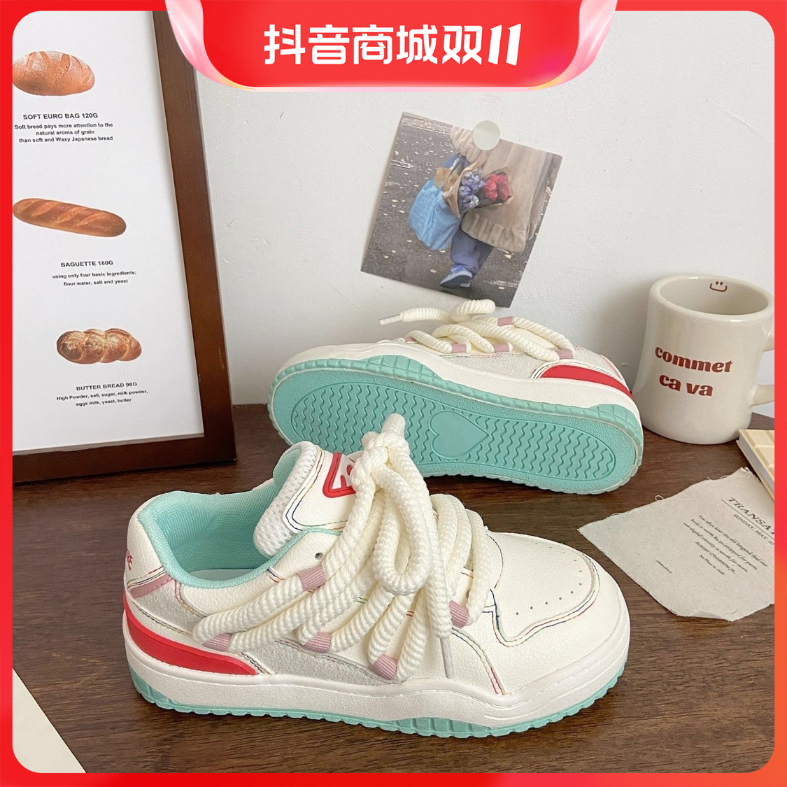 红蜻蜓牌脏辫小众原创设计板鞋女ins超火百搭运动休闲面包鞋2023