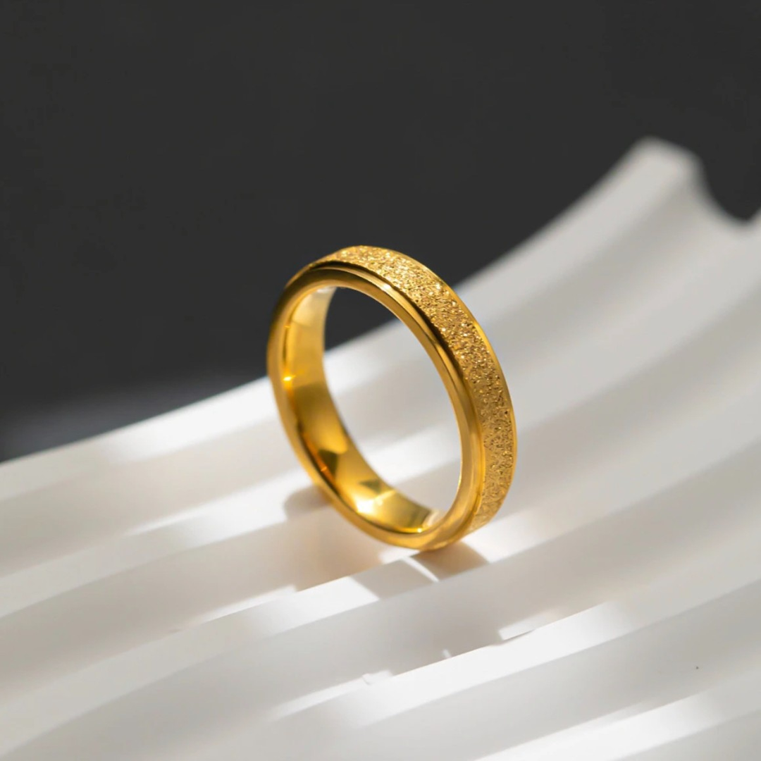 合金戒指 【高端定制】镀金磨砂戒指时尚百搭情侣对戒婚庆首饰