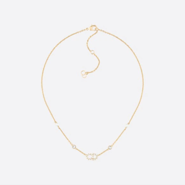 全新未使用  DIOR Clair D Lune CD 镀金项链 金色  TP009239