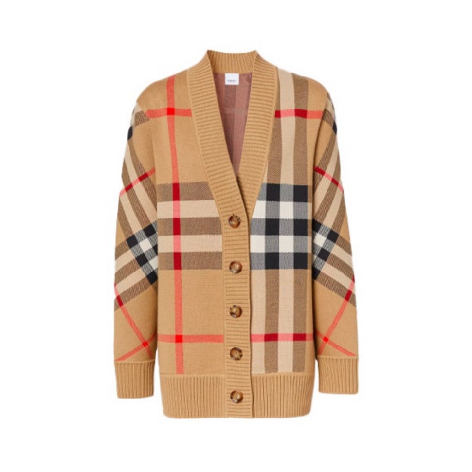 全新未使用  Burberry Vintage经典格纹美利奴羊毛开衫 TP017347