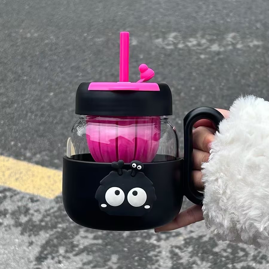 玻璃杯2024新款女大学生韩系高颜值大容量水壶吸管杯子春夏办公室