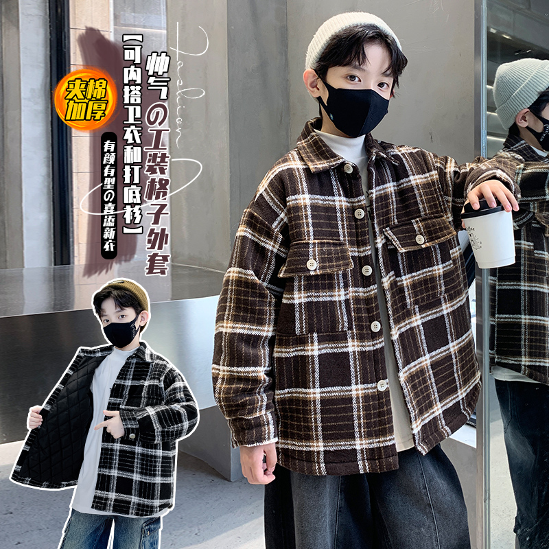 童装男童呢大衣冬装2023新款儿童秋冬装洋气男孩休闲中大童韩版潮