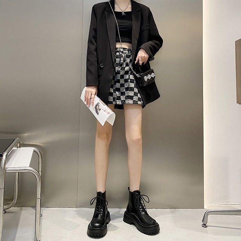 回力瑞厚底英伦风马丁靴女秋季小个子2023年新款潮酷ins黑色短靴