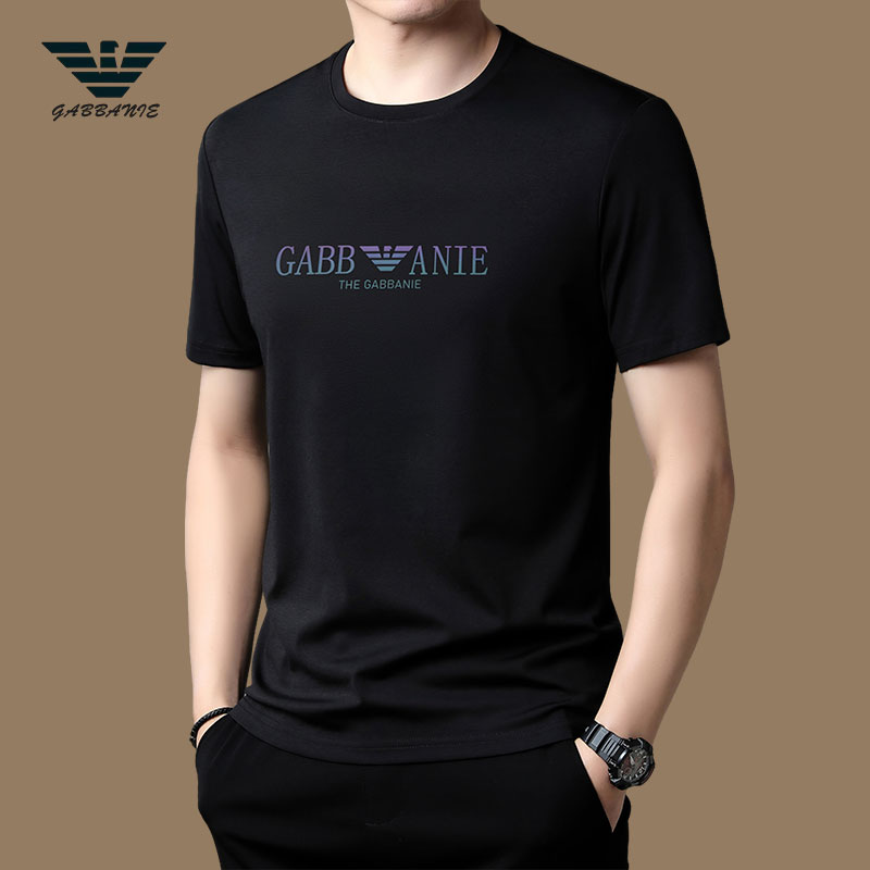GABBANIE意大利专柜飞鹰标男装夏季冰丝短袖t恤男士圆领半袖上衣