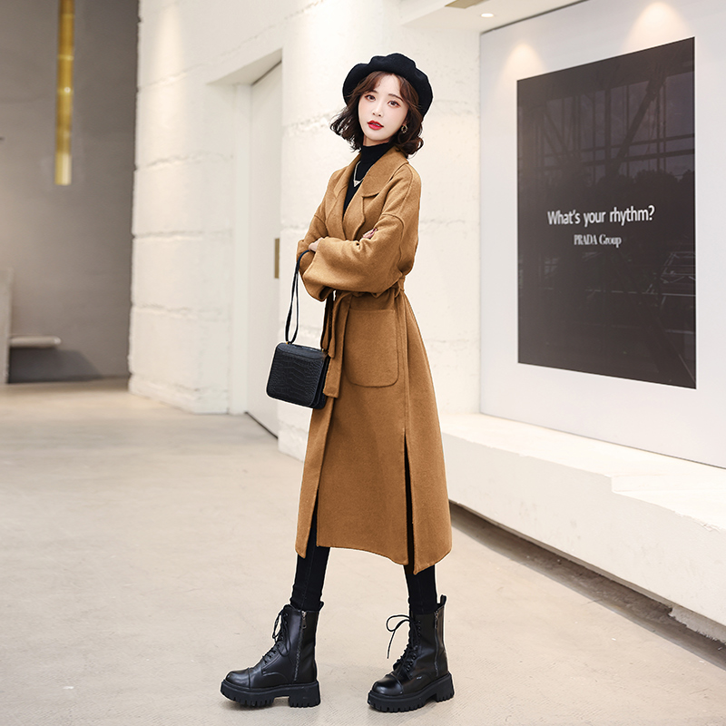 毛呢外套女2023年新款时尚洋气中长款西装领